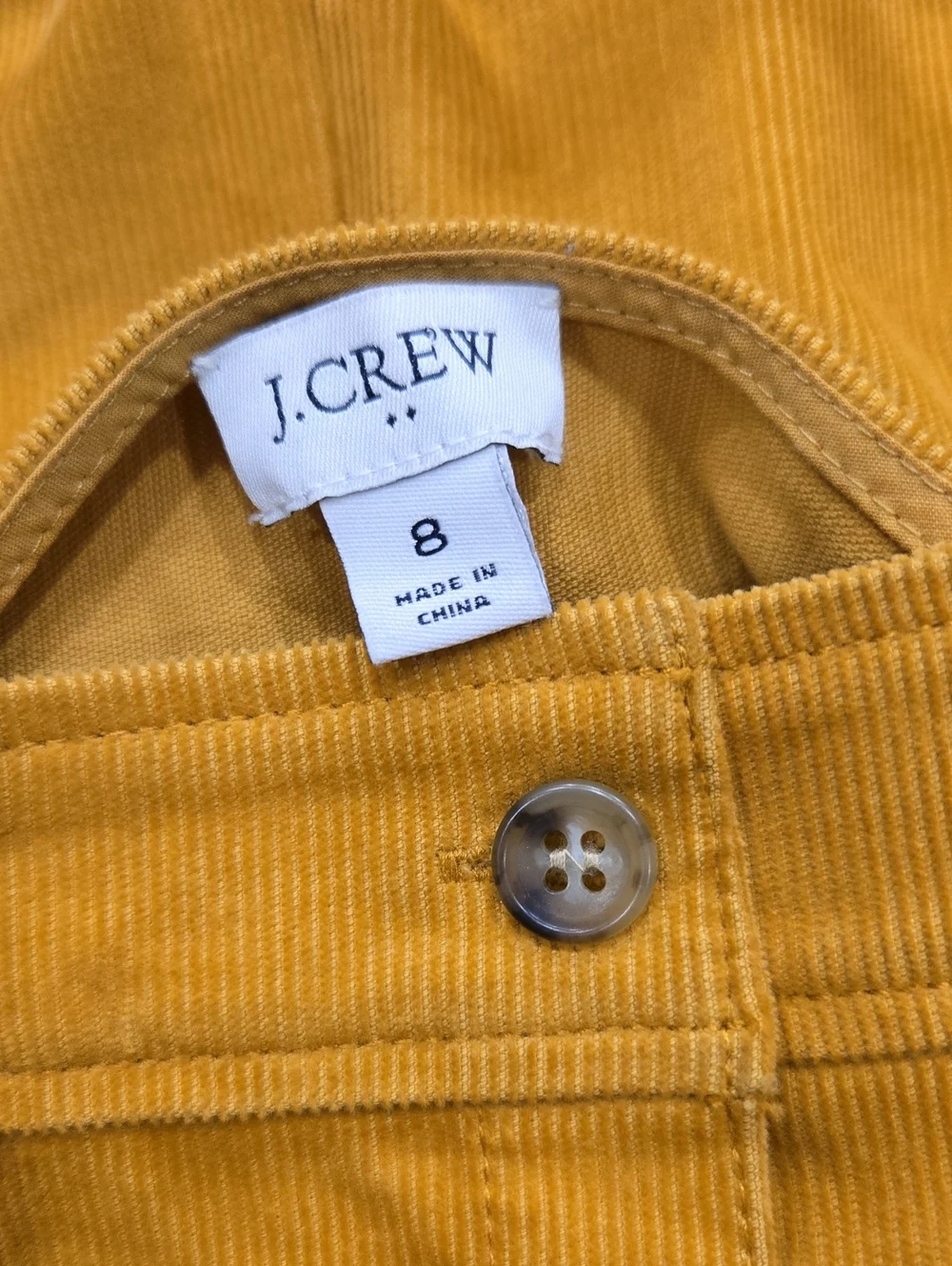 J Crew Mustard Corduroy Jumper Dress Size 8 Button Front Twee Schoolgirl Preppy